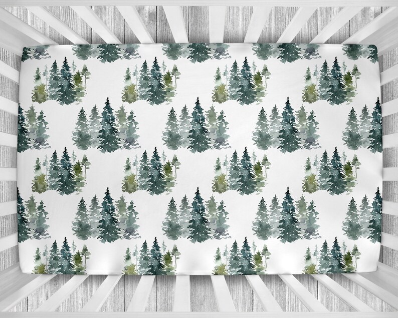 Woodland Crib Sheet Forest Crib Sheet Trees Crib Sheet Etsy