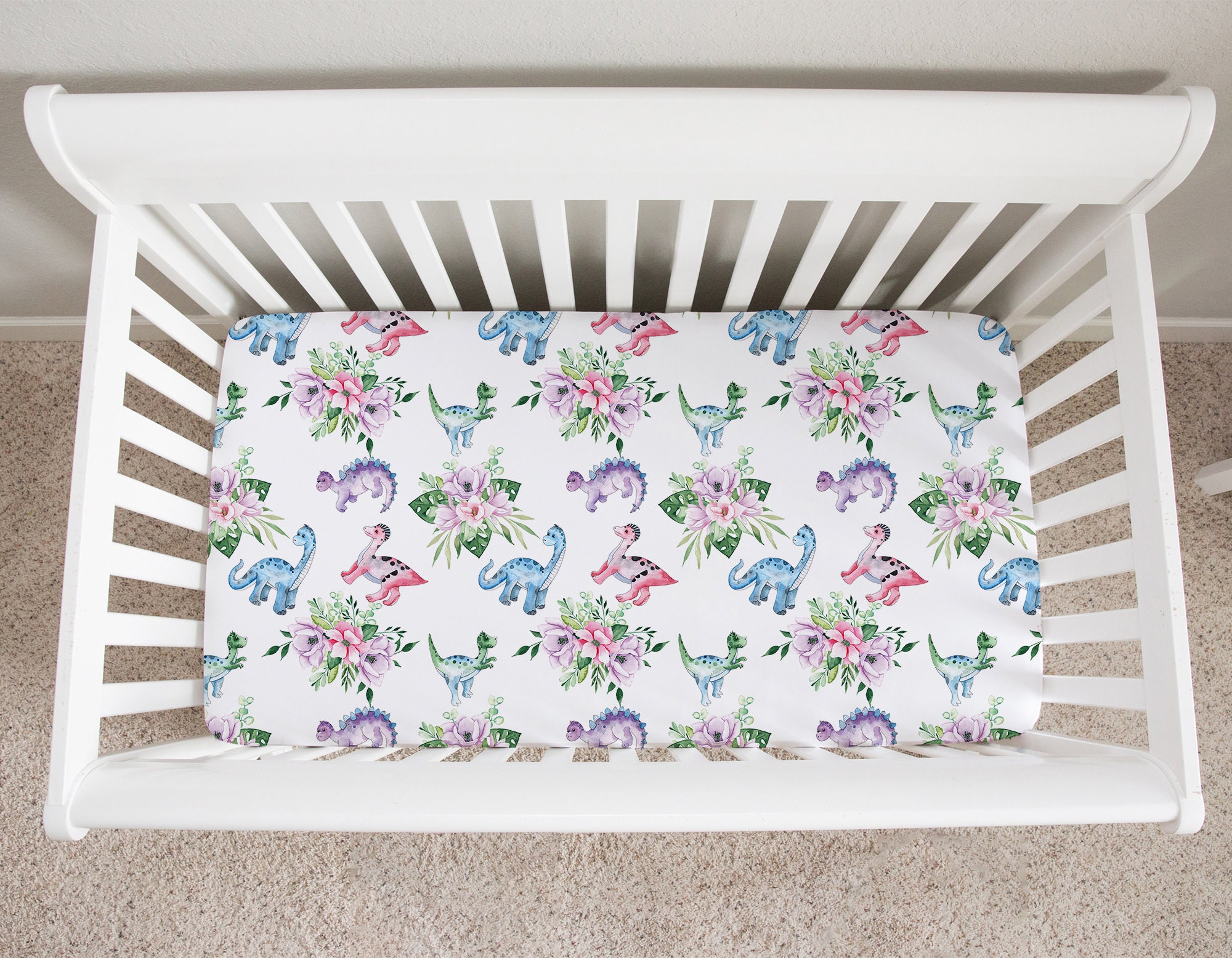 Dinosaur Crib Sheet Crib Sheets Girl Baby Girl Dinosaur Crib Etsy