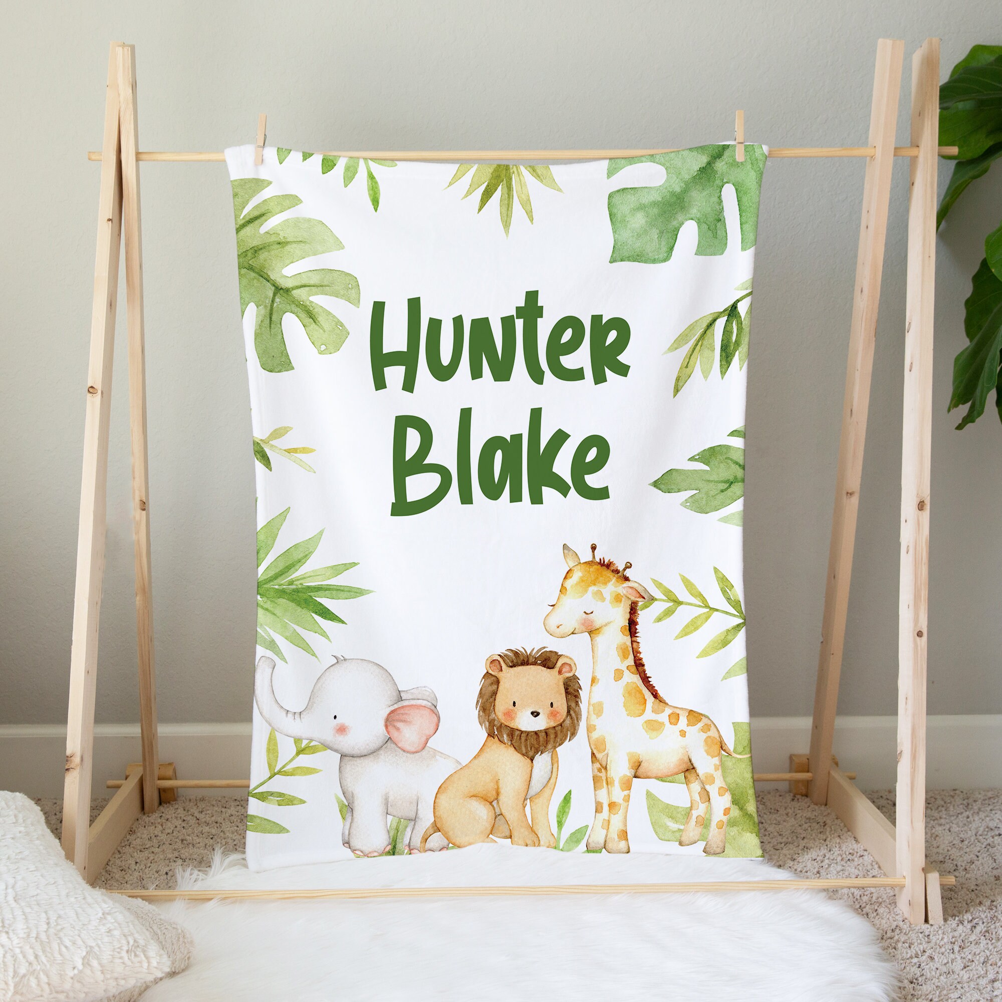 Safari Animal Baby Blanket Safari Blanket Custom Baby Etsy