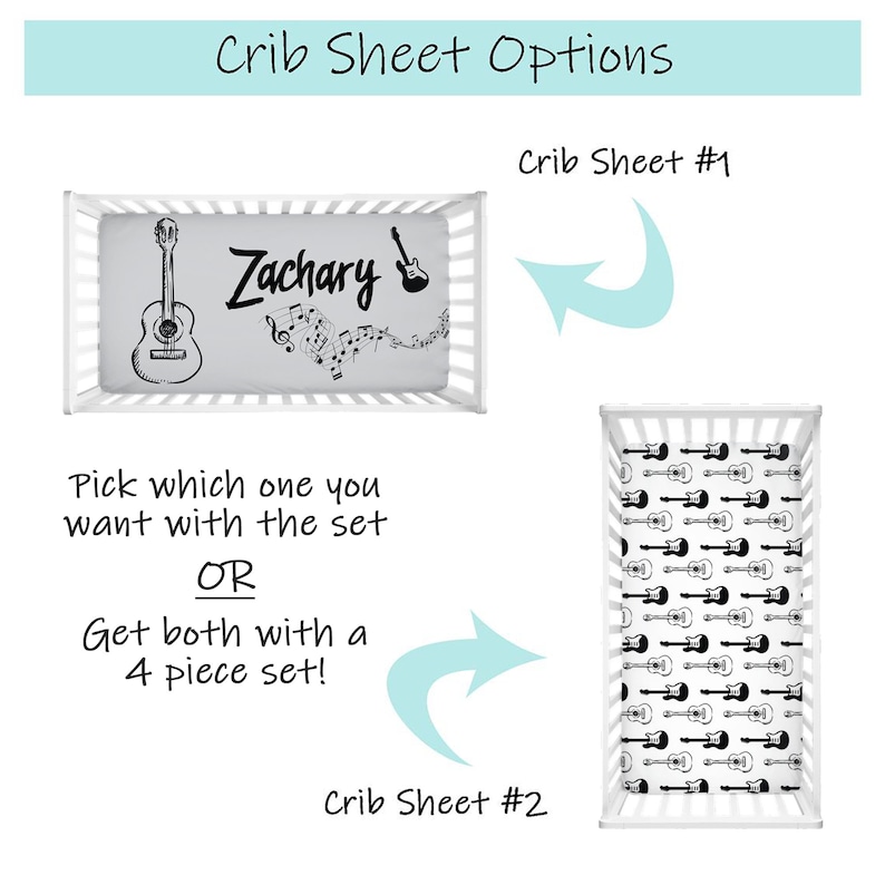 Guitar Crib Bedding Set Baby Boy Crib Bedding Set Music Theme Etsy