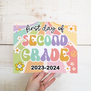 First Day of Second Grade Sign Printable, Retro First Day of School ...
