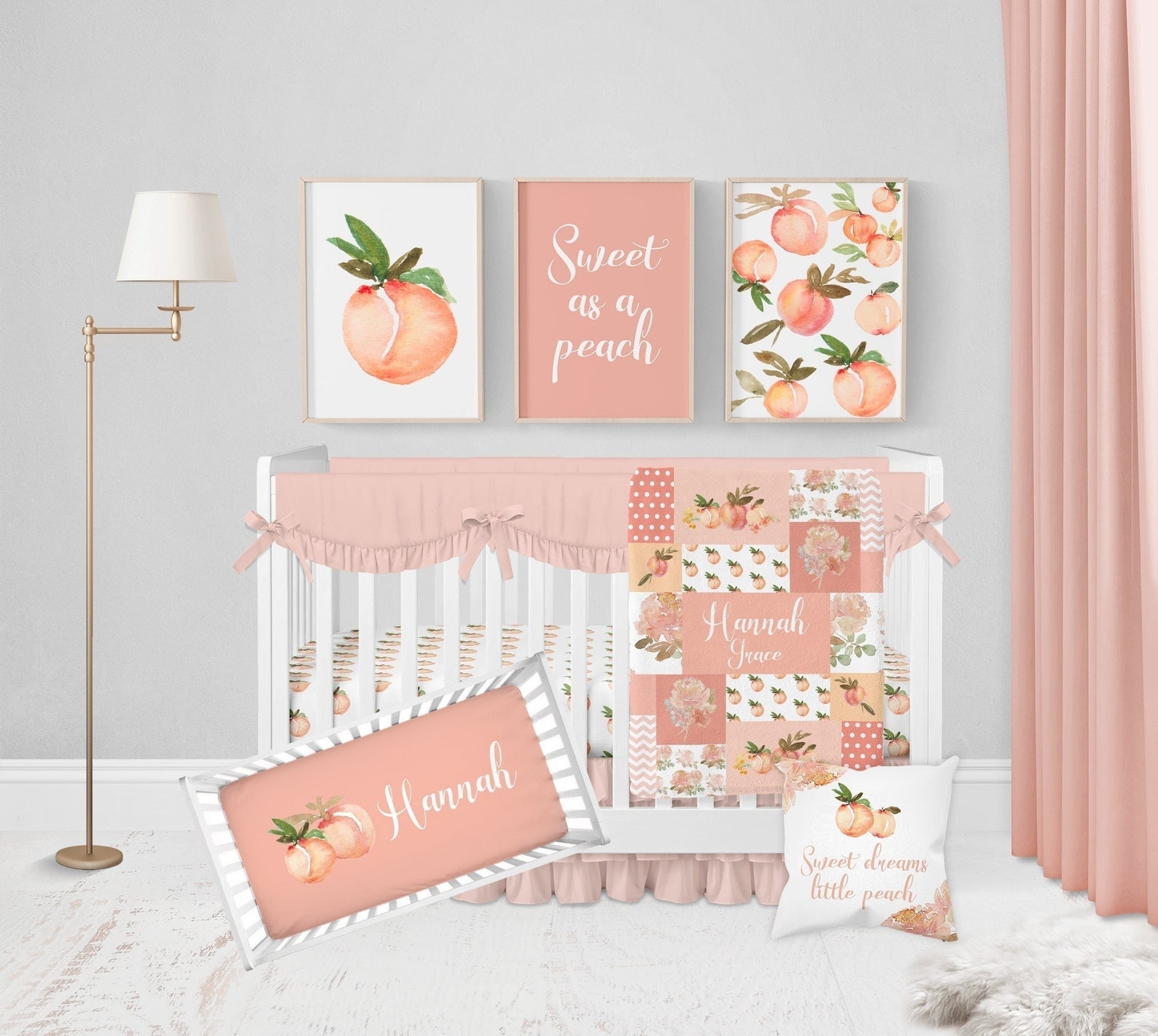 Peach Crib Bedding Set Baby Girl Crib Bedding Set Peach Etsy