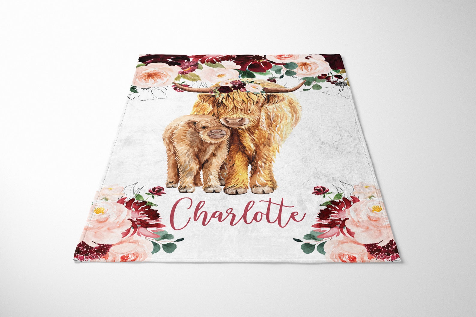 Baby Girl Crib Bedding Set Highland Cow Crib Bedding Etsy