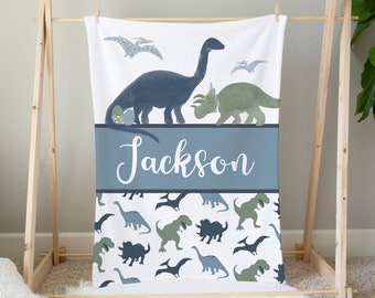 Personlig filt för babypojke, dinosauriefilt, dinosauriefilt för pojke, sängkläder för spjälsäng för dinosaurier, sängkläder för babyshower