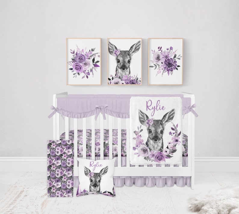 Baby Girl Deer Crib Bedding Set Girl Crib Bedding Sets With Etsy