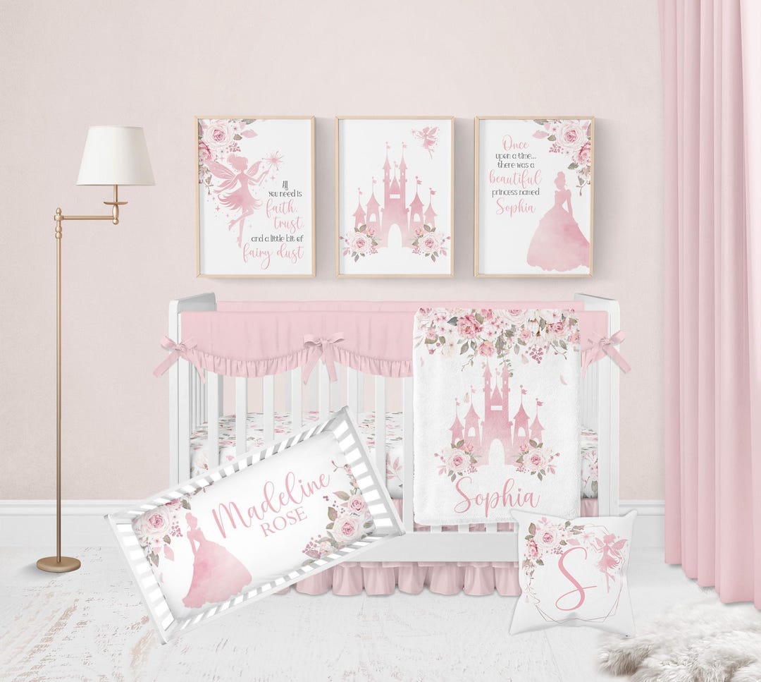 Princess Crib Bedding Set Girl, Baby Girl Crib Bedding Set, Baby