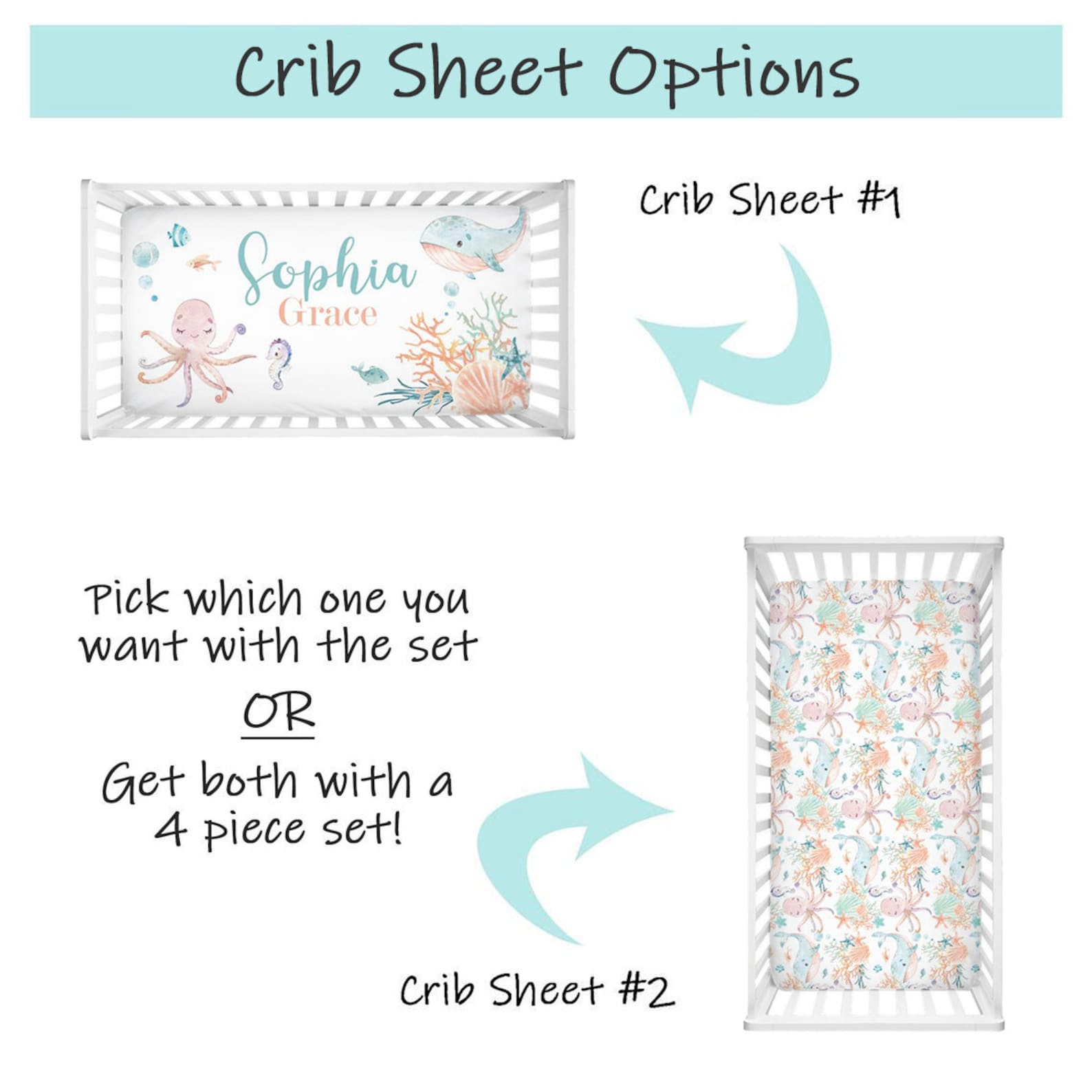 Under the Sea Crib Bedding Baby Girl Crib Bedding Set Ocean Etsy