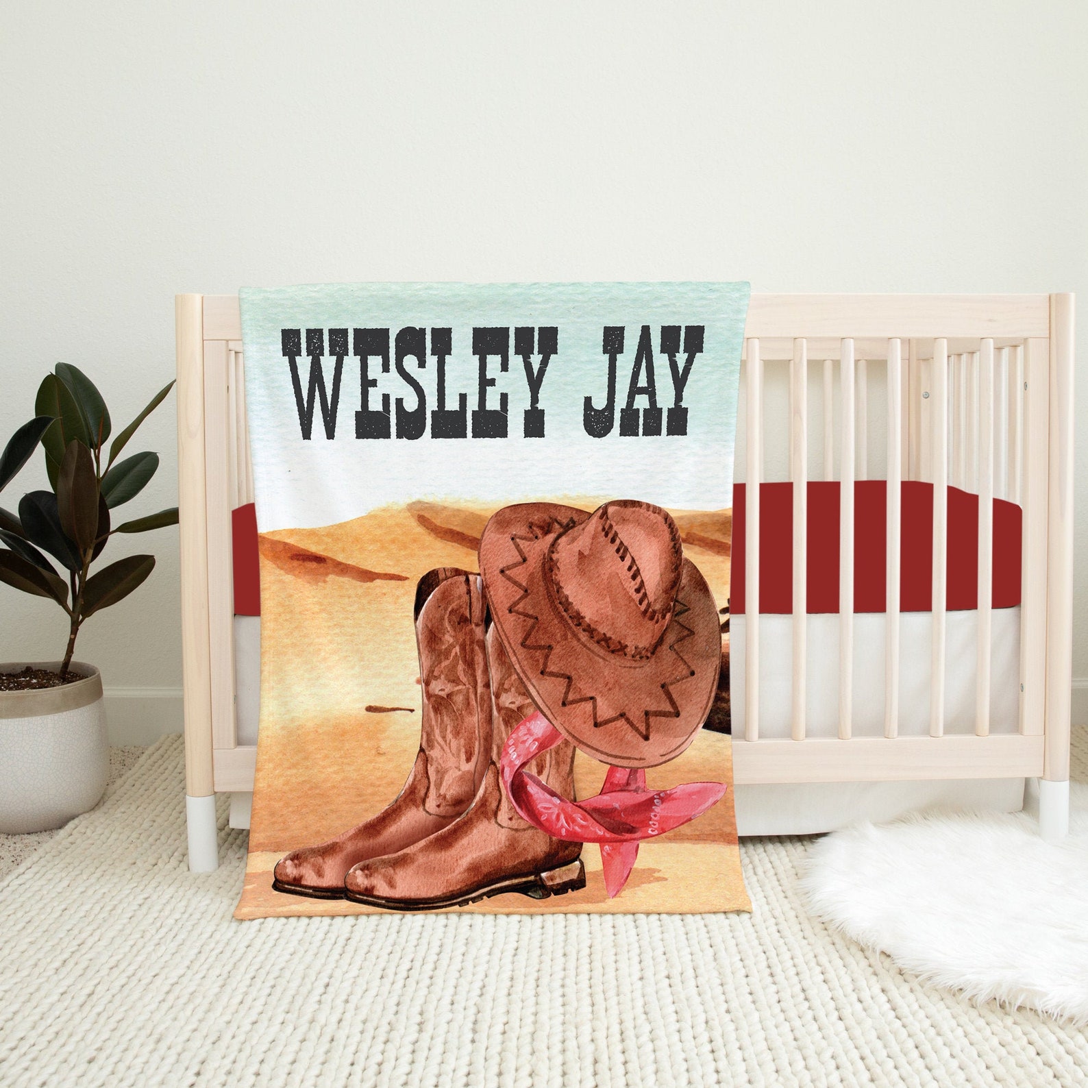 Personalized Western Baby Blanket Baby Boy Blanket Cowboy Etsy