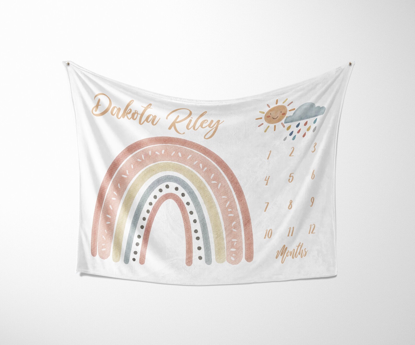 Rainbow Baby Milestone Blanket Personalized Rainbow Baby Etsy