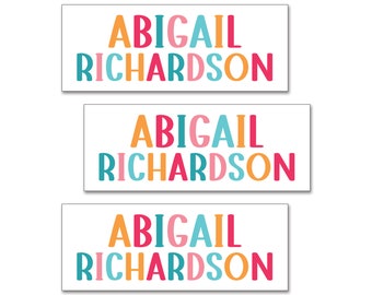 Personalized Name Labels For Girls, School Supply Labels, Name Labels For School Supplies, Daycare Labels, Colorful Name Stickers For School