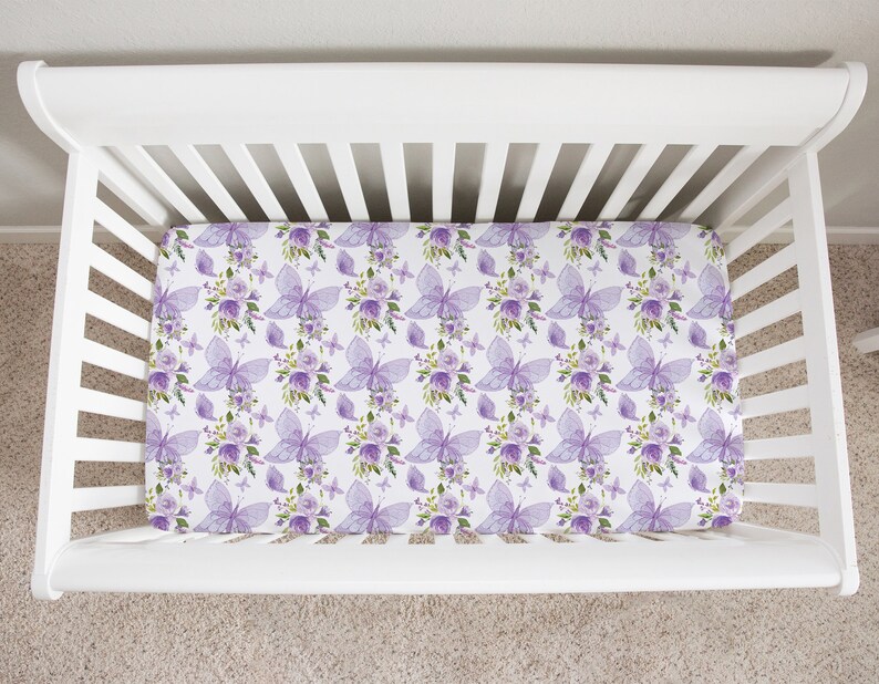 Purple Butterfly Crib Bedding Set Baby Girl Crib Bedding Set Etsy