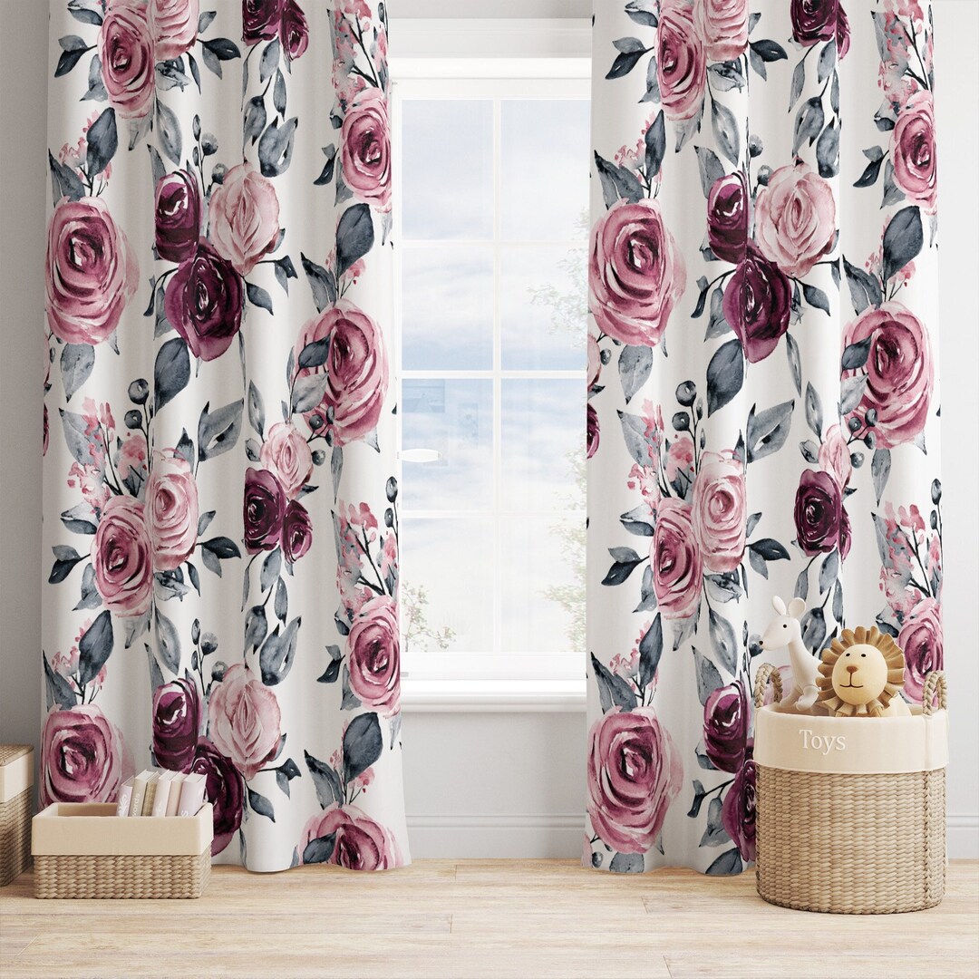 Floral Nursery Curtains, Floral Window Curtains, Baby Girl Nursery