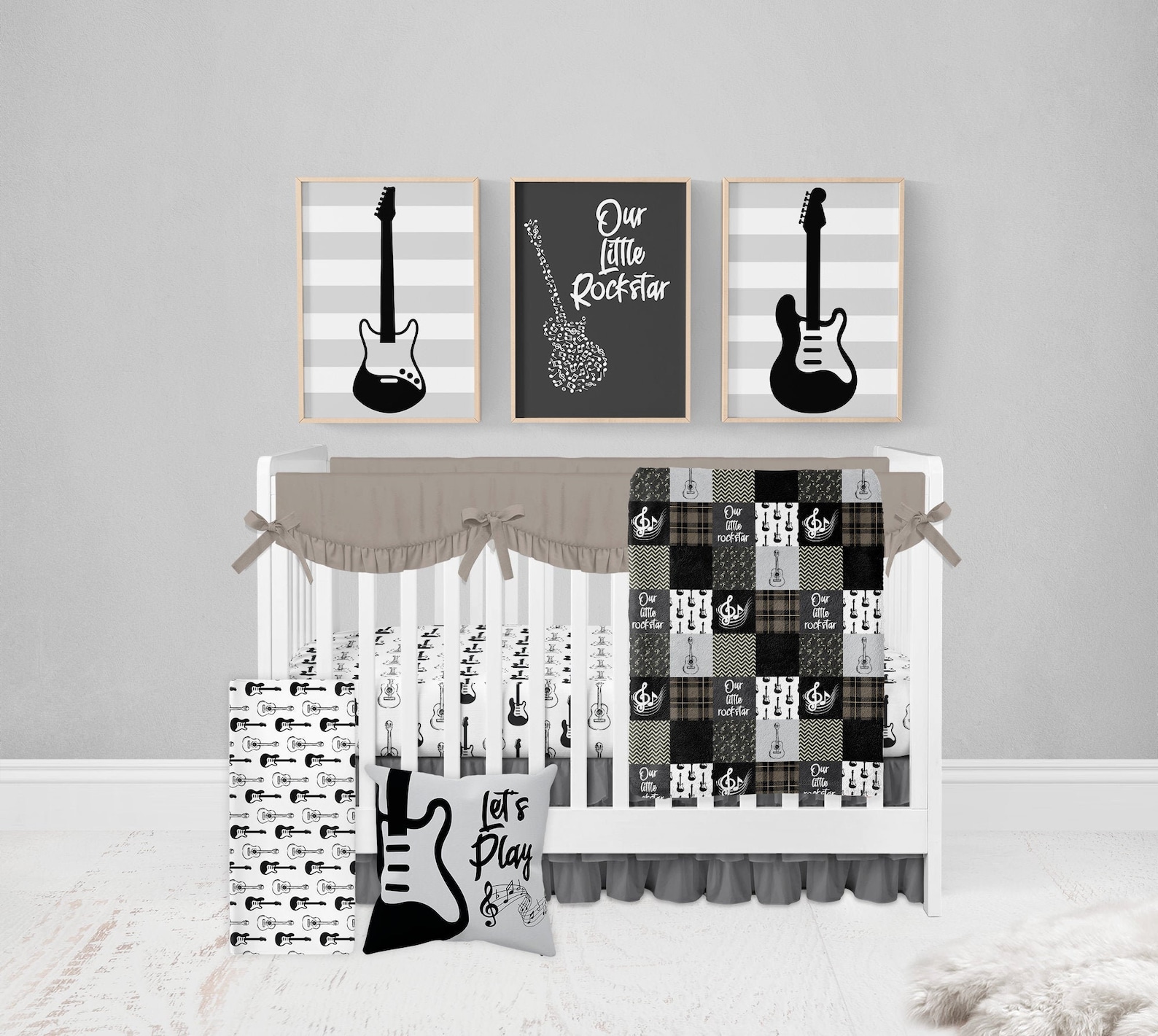 Guitar Crib Bedding Set Baby Boy Crib Bedding Set Music Theme Etsy