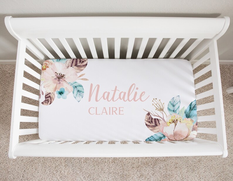 Boho Crib Sheet Custom Boho Crib Sheet Bohemian Floral Crib Etsy