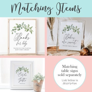 Cards and Gifts Sign Printable, Greenery Baby Shower Sign, Baby Shower ...