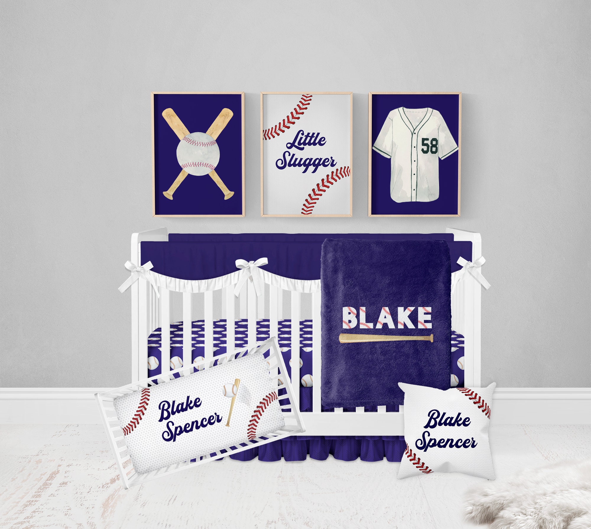 Baseball themed baby bedding sale