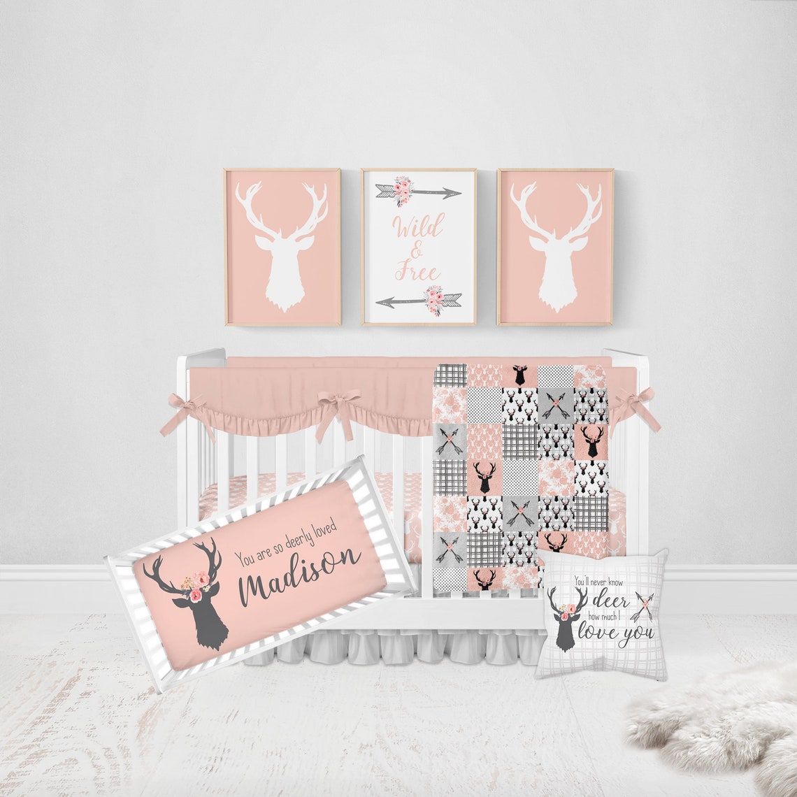 Deer Nursery Pillow Girl Woodland Nursery You'll Never Etsy