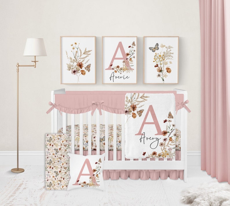 Wildflower Crib Bedding Set, Personalized Baby Girl Crib Bedding Set ...