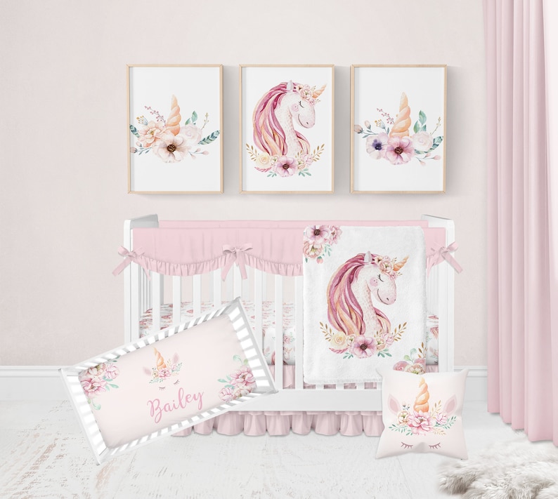 Unicorn Crib Bedding Set Baby Girl Crib Bedding Unicorn Etsy