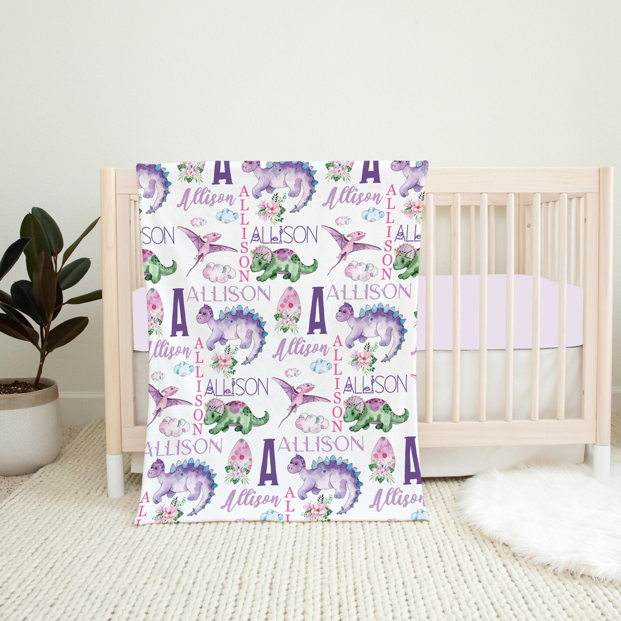 Personalisierte Dinosaurier Decke Baby-Mädchen-Decke | Etsy