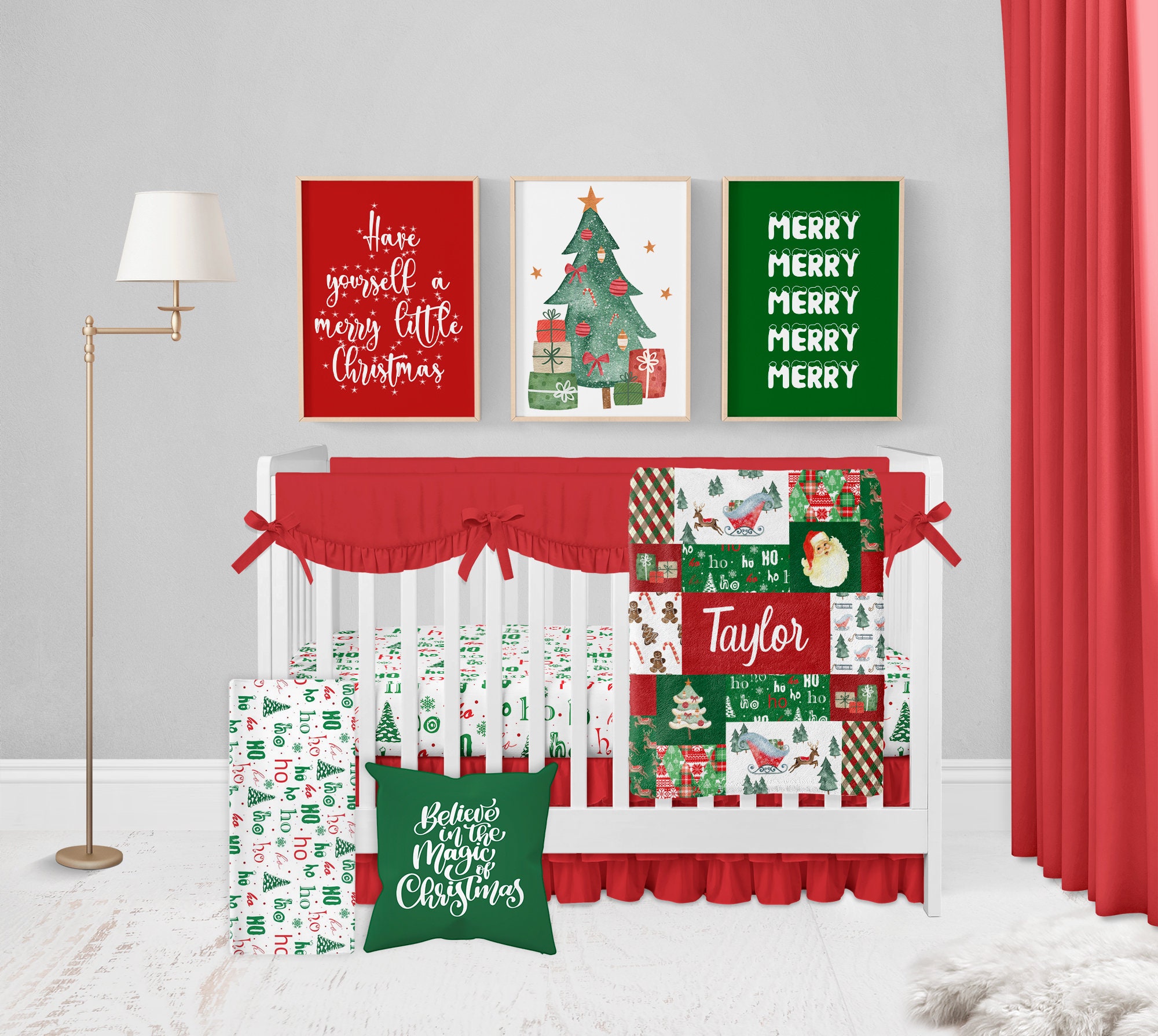 Personalized Christmas Baby Blanket Christmas Crib Bedding Etsy