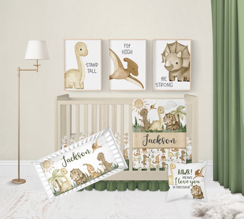 Dinosaur Crib Bedding Set Baby Boy Crib Bedding Dinosaur Etsy