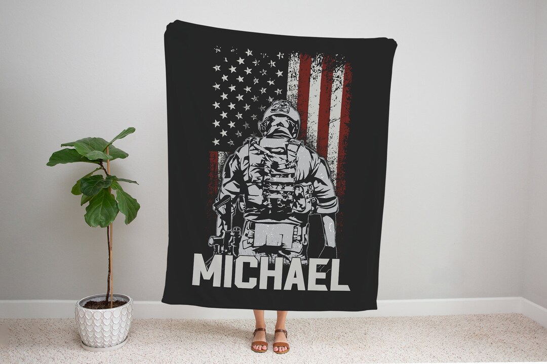 US Army Blanket, Personalized Blanket for Adults, Military Veteran Gift