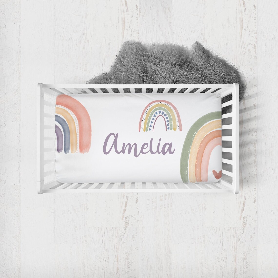Personalized Rainbow Crib Sheet Rainbow Crib Bedding Rainbow | Etsy