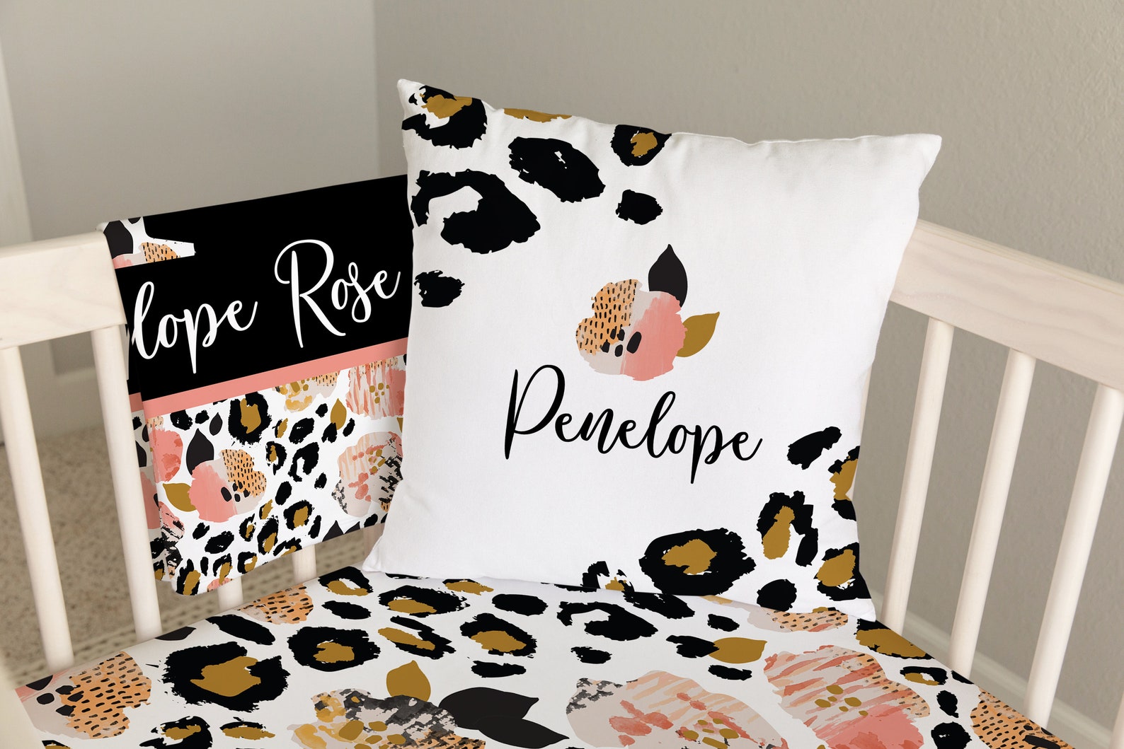 Baby Girl Crib Bedding Set Leopard Crib Bedding Leopard Baby Etsy