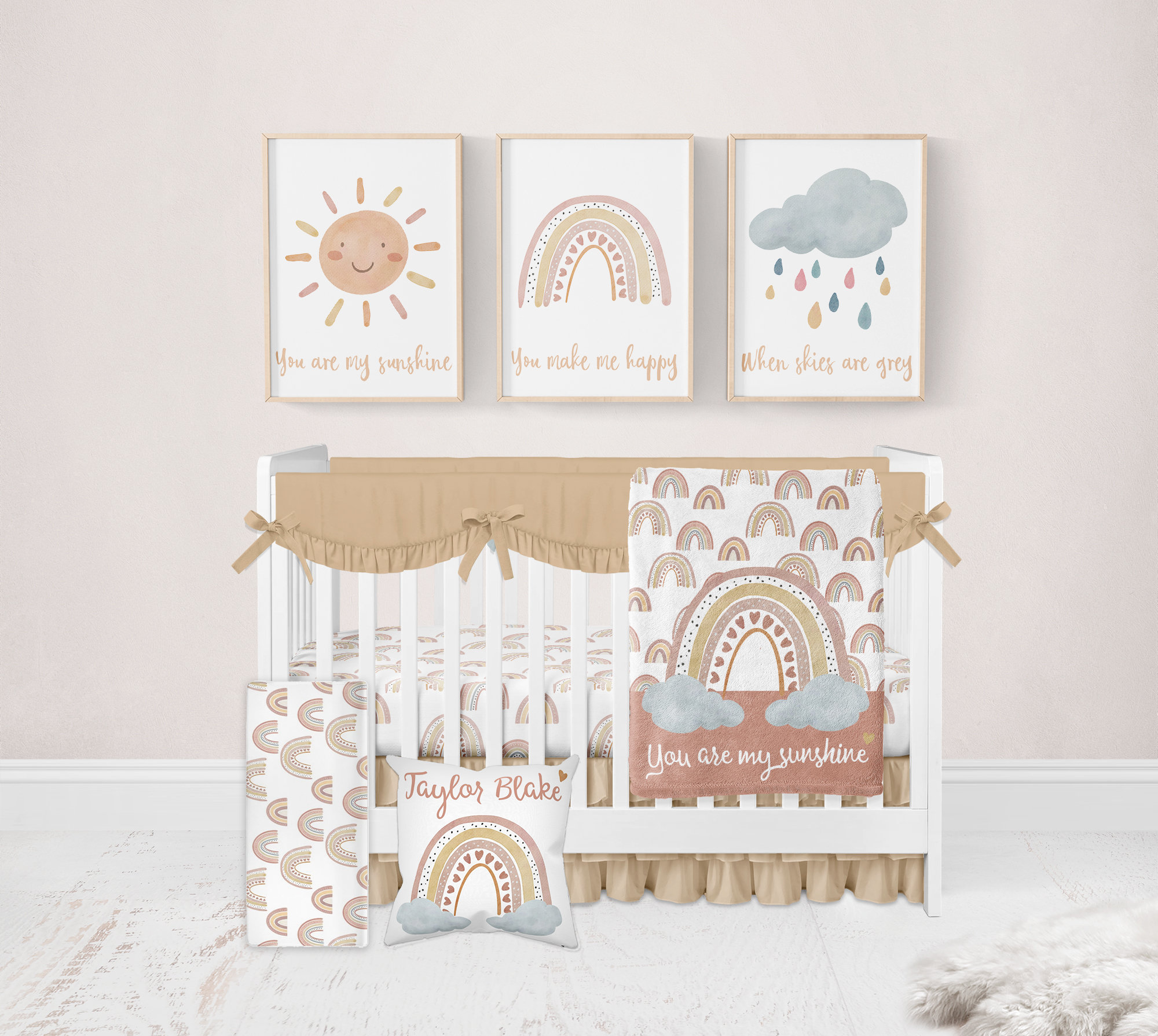 Rainbow Nursery Wall Art, You Are My Sunshine, Set of 3 Prints, Rainbow ...