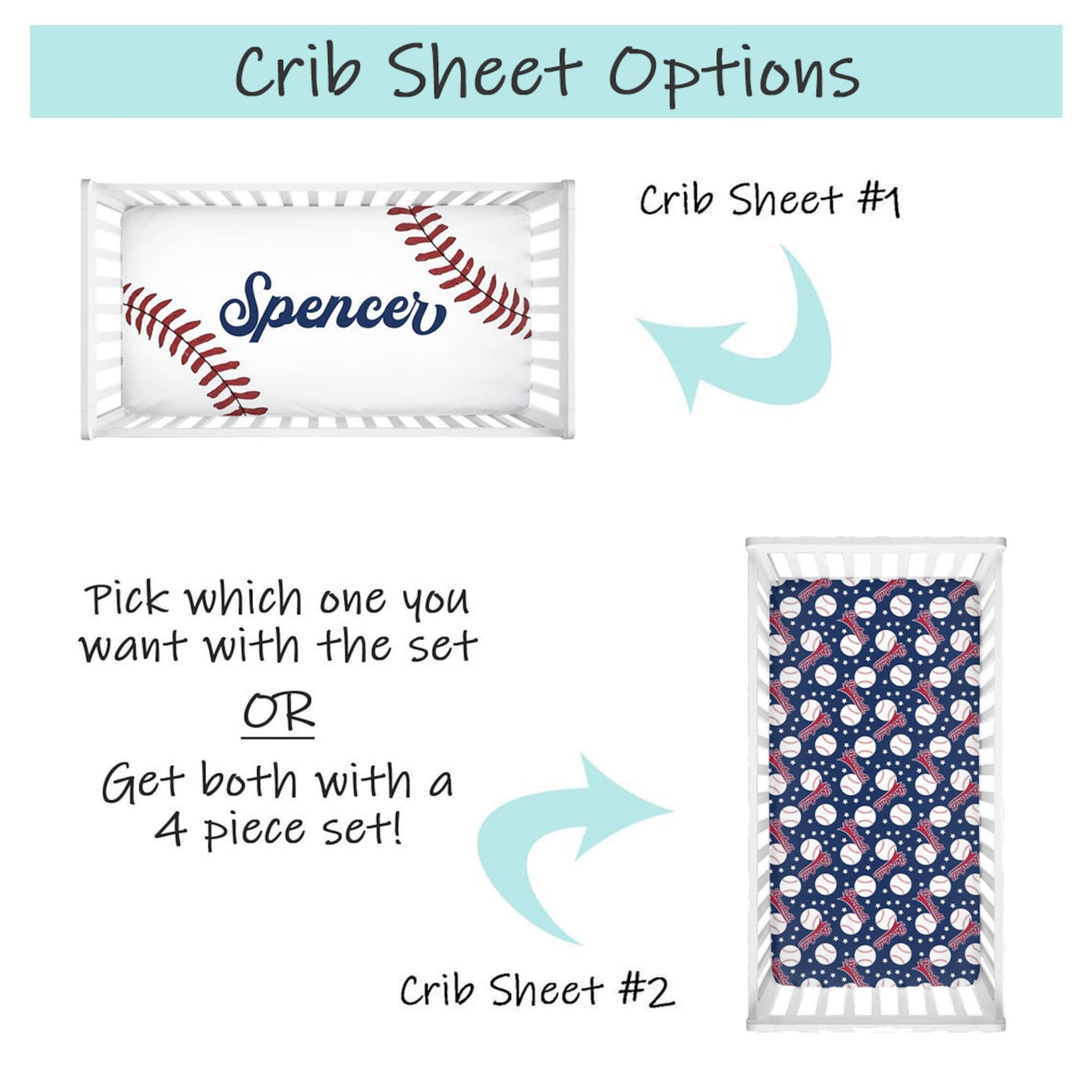 Baby Boy Crib Bedding Set Baseball Crib Bedding Sports Crib Etsy