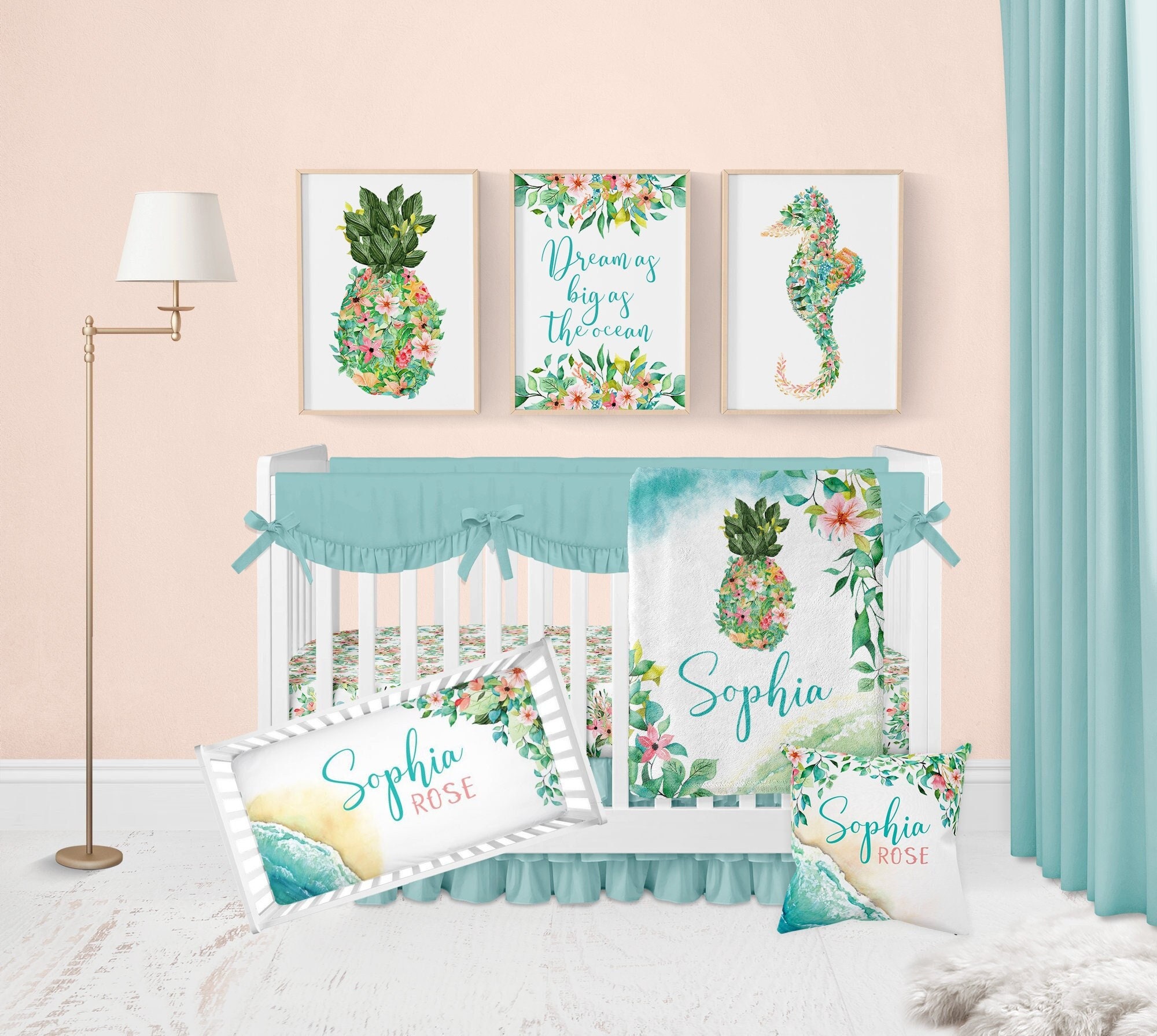 Tropical Crib Bedding Set Baby Girl Crib Bedding Set | Etsy