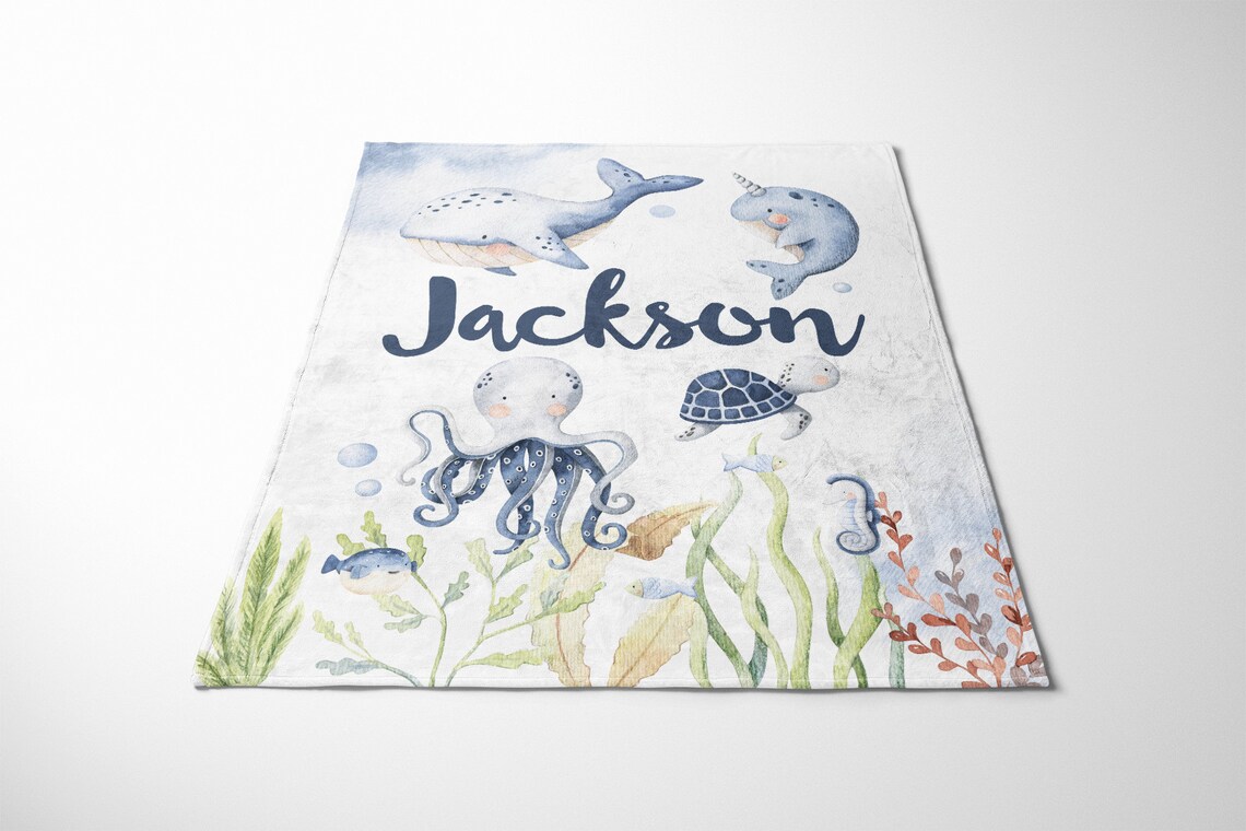 Under the Sea Baby Blanket Personalized Baby Boy Blanket Etsy