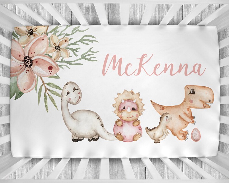MINI Crib Bedding Set Dinosaur Crib Bedding Set Baby Girl Etsy
