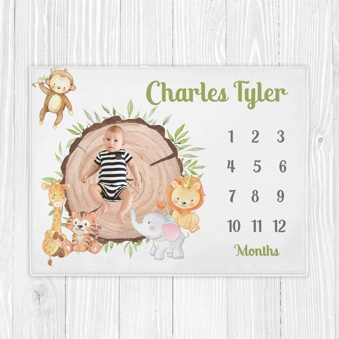 Safari Animal Milestone Blanket Baby Milestone Blanket Boy - Etsy
