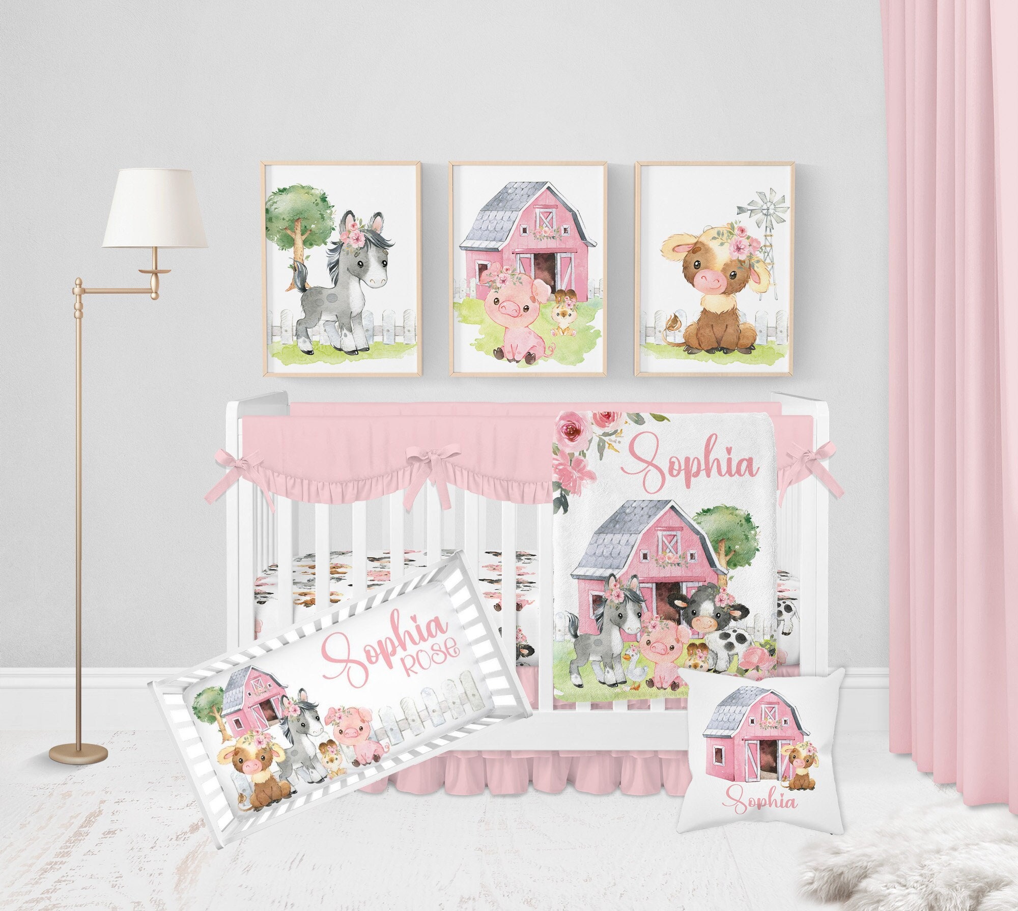 Couche Personalized Farm Theme Bedding Set For Baby Girls