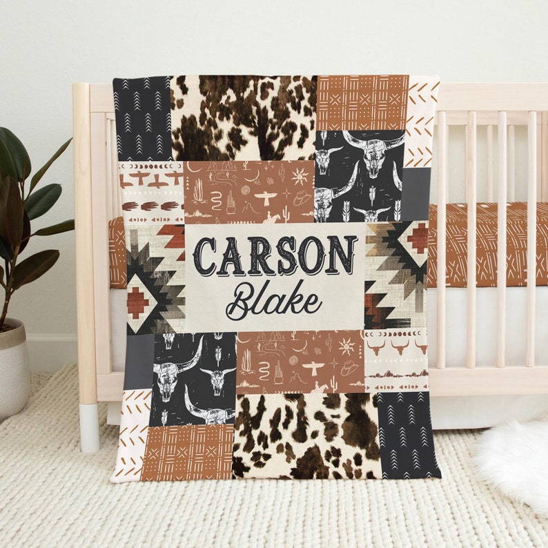 Personalized baby boy western cowboy baby blanket