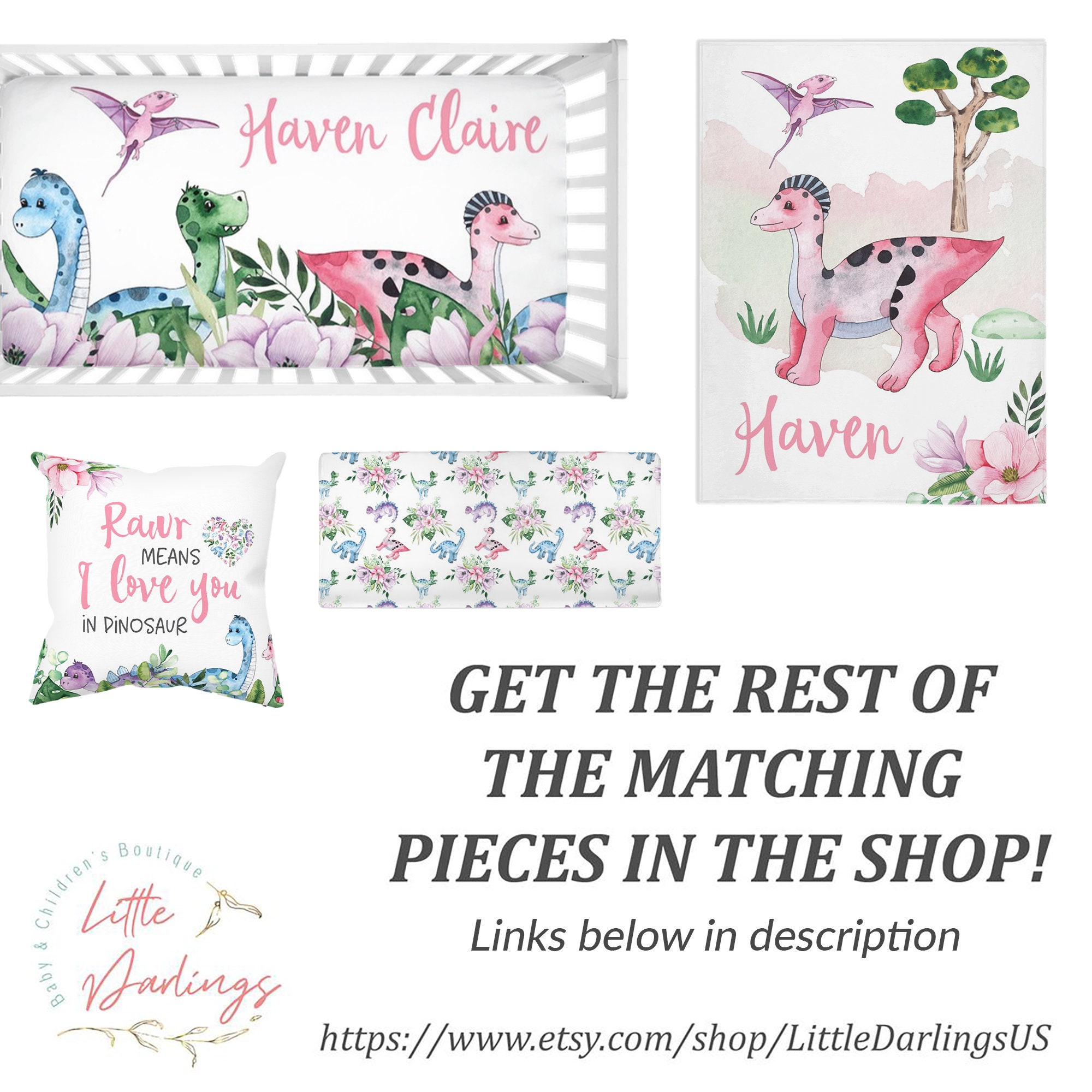 Dinosaur Crib Sheet Crib Sheets Girl Baby Girl Dinosaur Crib Etsy