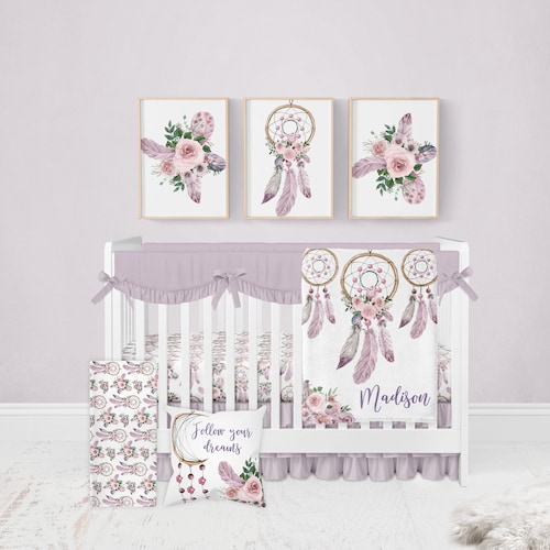 Boho Crib Bedding Set Girl Nursery Bedding Set Dreamcatcher Etsy