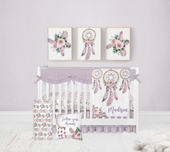 Boho Crib Bedding Set Girl Nursery Bedding Set Dreamcatcher Etsy India