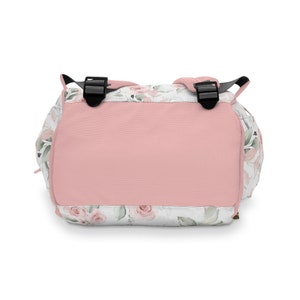 Custom Diaper Bag, Girl Diaper Bag Backpack, Baby Shower Gift, Pink Floral Diaper Bag Multiuse Backpack, Personalized Baby Bag, New Mom Gift image 6