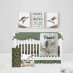 Personalized Mallard Duck Blanket, Duck Hunting Baby Blanket, Woodland Baby Blanket Duck Hunting Nursery, Baby Shower Gift Baby Name Blanket image 5