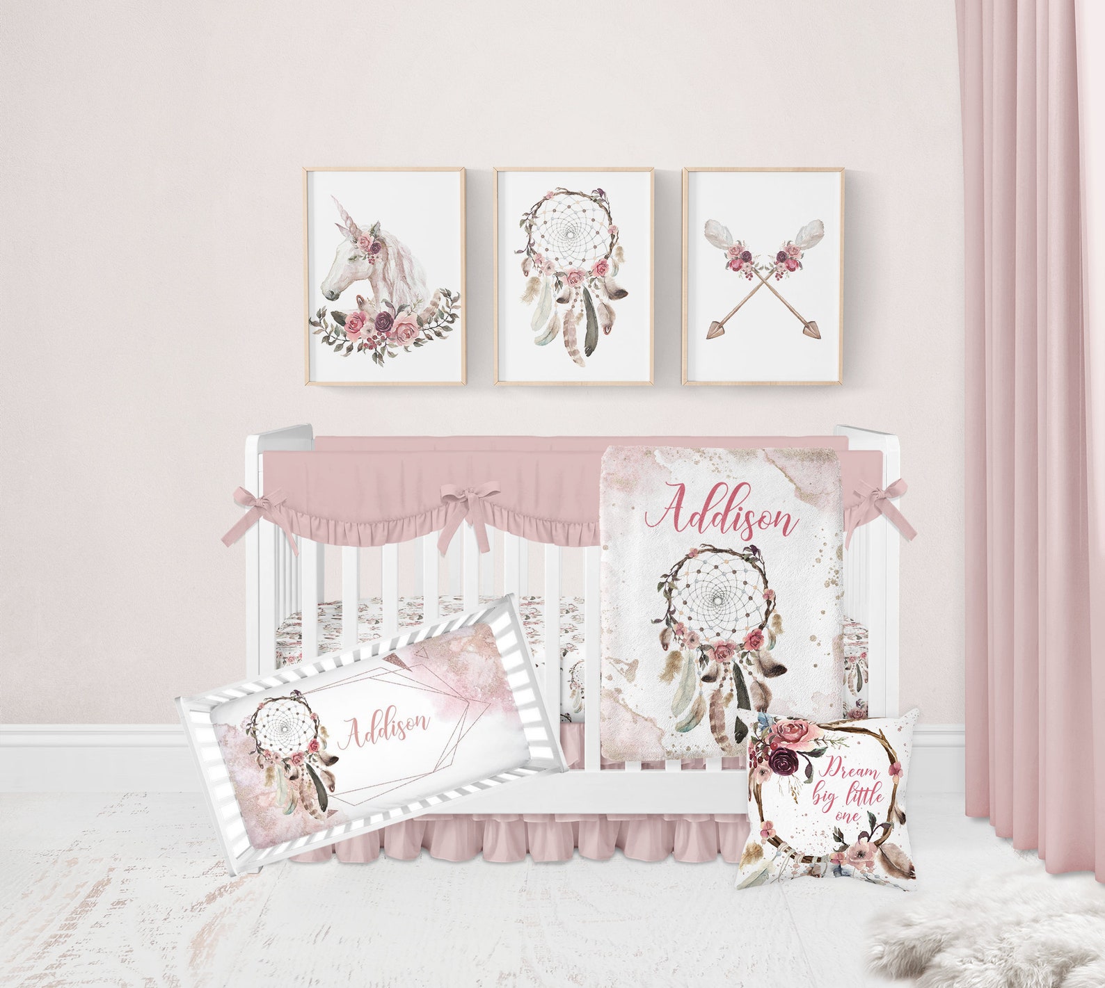Boho Crib Bedding Set Girl Nursery Bedding Set Boho Baby Etsy