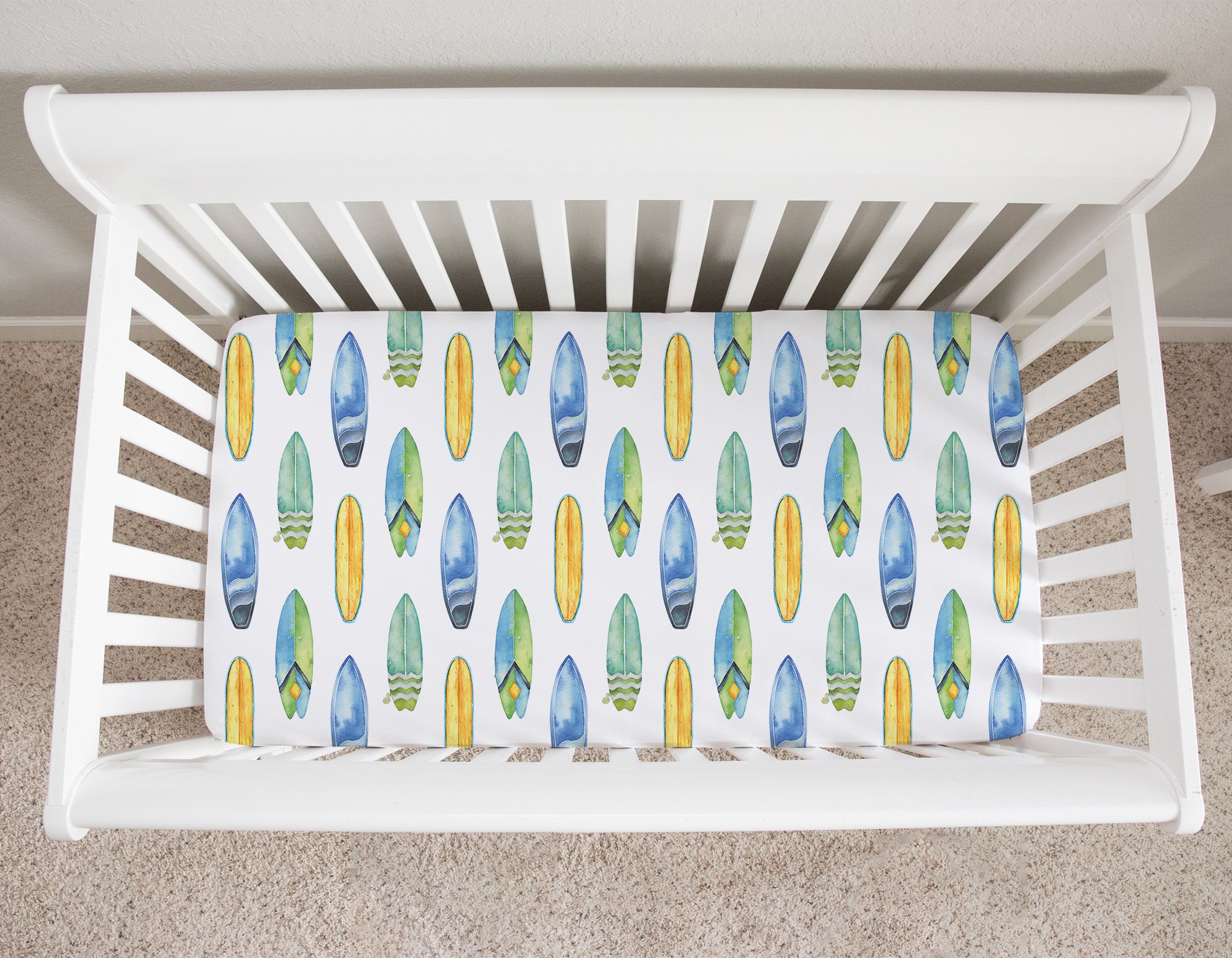 Surf Crib Bedding, Baby Boy Crib Bedding Set, Surfer Baby Nursery Set