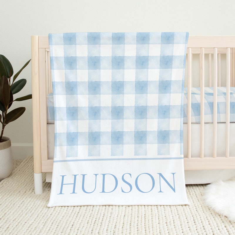 Blue Gingham Bamboo Blanket