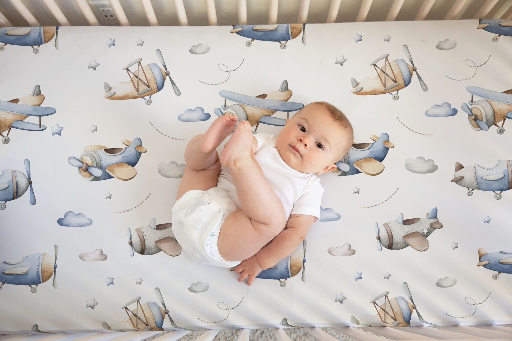 Plane crib set on sale