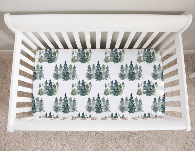 Woodland Crib Sheet Forest Crib Sheet Trees Crib Sheet Etsy