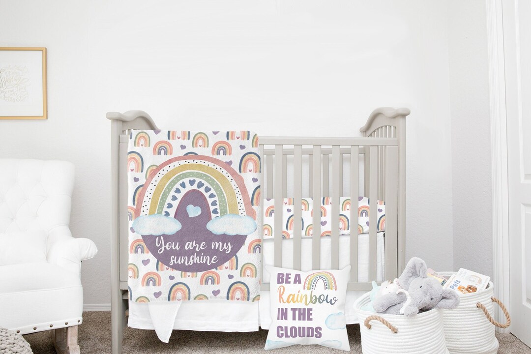 MINI Crib Bedding Set Rainbow Crib Bedding Set Baby Girl Etsy