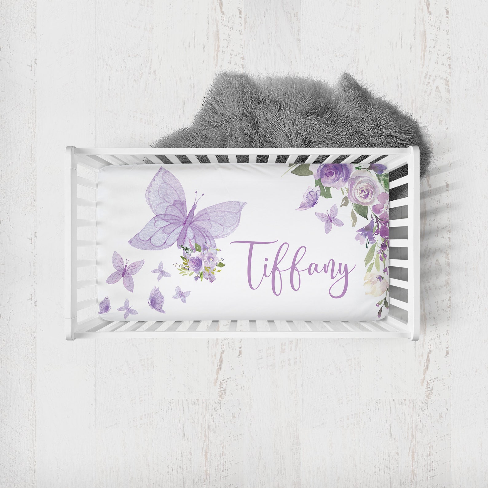 Purple Butterfly Crib Bedding Set Baby Girl Crib Bedding Set Etsy