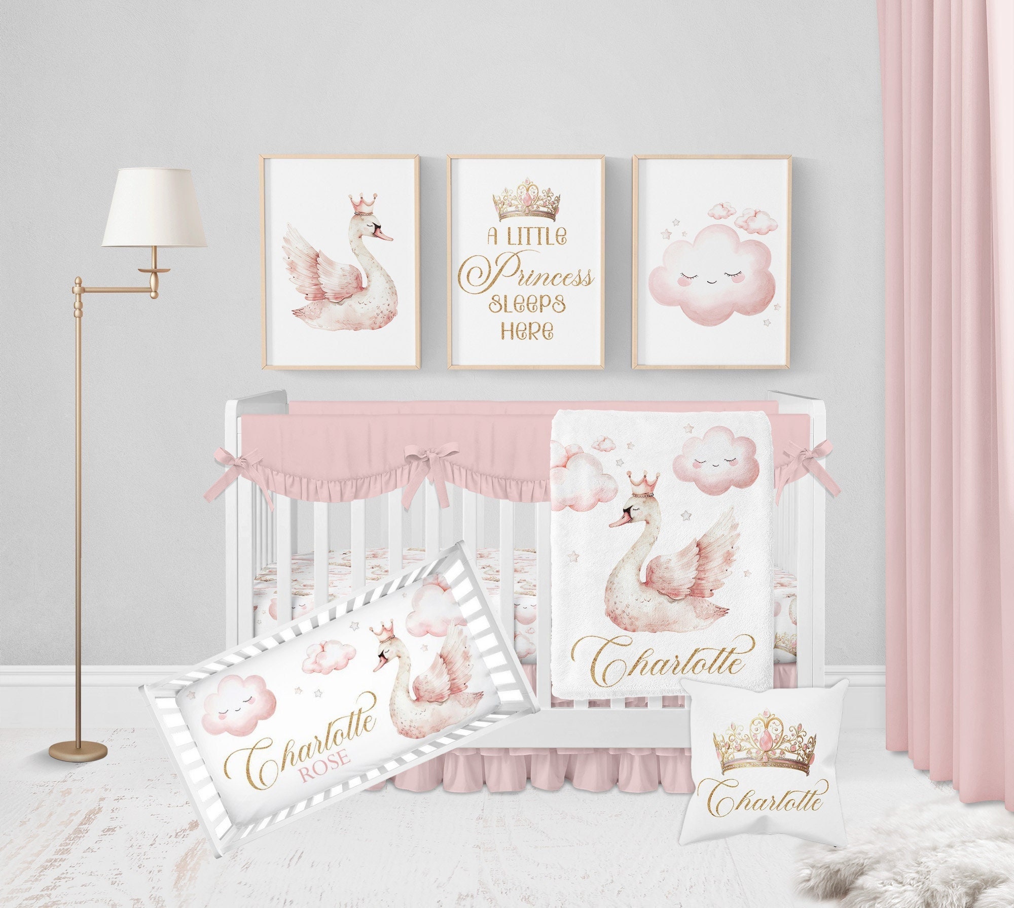 Swan crib bedding sale